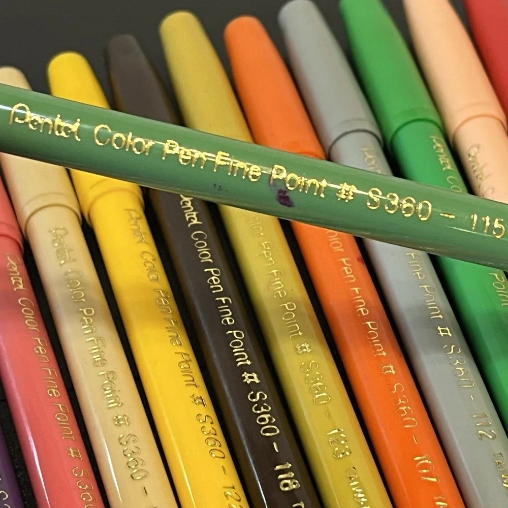Vintage PENTEL Assorted Colors Pens Fine Point Markers Original S360 Taiwan 13